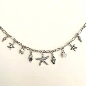 Charm Shell Seashell Starfish Summer Beach Ocean Silver Tone Anklet New NWT